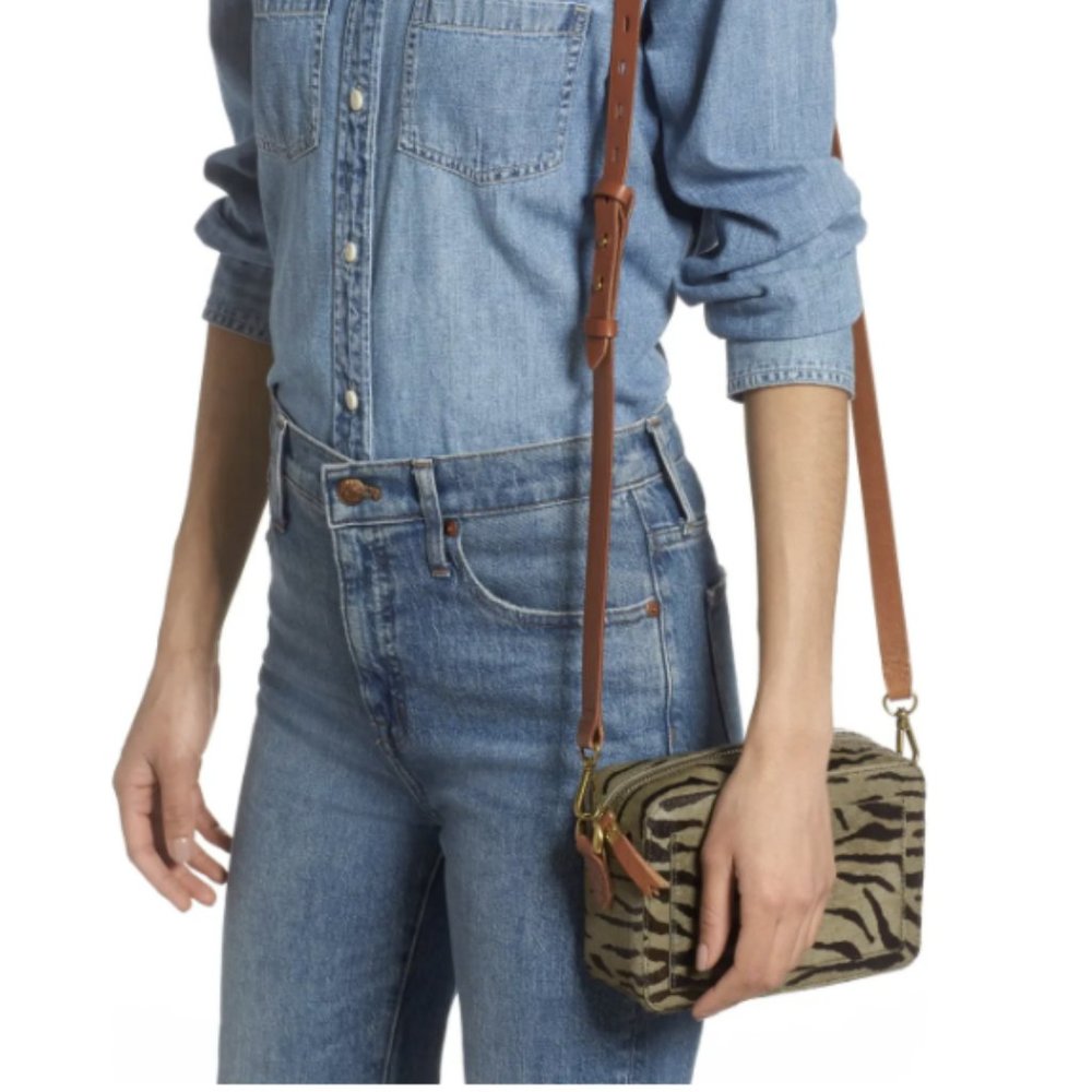NWT Madewell Transport Camera Bag: Tiger Stripe Genuine Calf Hair Edition